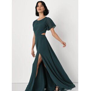 Garden Bliss Emerald Green Cutout Maxi Dress (Hemmed)